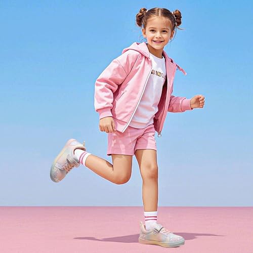 PANDANINJIA Girls Shoes Little Kids Toddler Sneaker with Hook and Loop Casual Party School Dream Color Shoes3