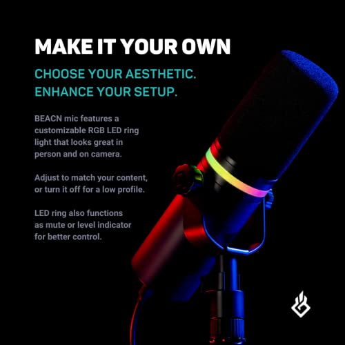 Beacn Mic (Dark) - Usb Microphone For Game Streaming, Podcasting, And Content Creation With Rgb Lighting, Built-In Equalizer, Compression, Noise Gate, And Real-Time Denoising #TOP7