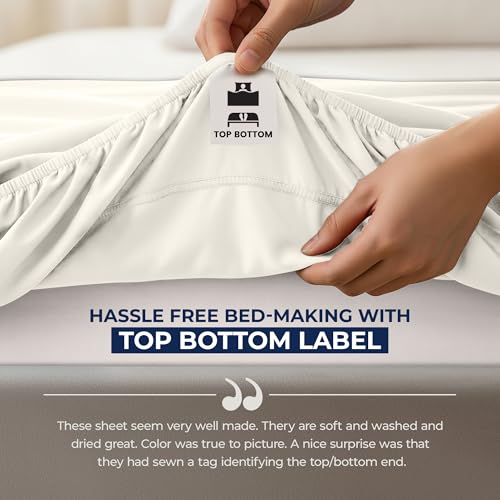 Image of Utopia Bedding Extra Deep Pocket Queen Fitted Sheet, Fits up to 21 Inch Mattress - Hotel Luxury, Soft, Breathable and Comfy - Shrinkage and Fade Resistant - Easy Care (Ivory)