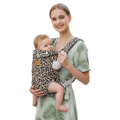 Image of Baby Carrier Newborn to Toddler(8-30lbs), Toddler Carrier Baby Holder Carrier with Adjustable Shoulder Strap, Chest Carriers, Beige Leopard Print