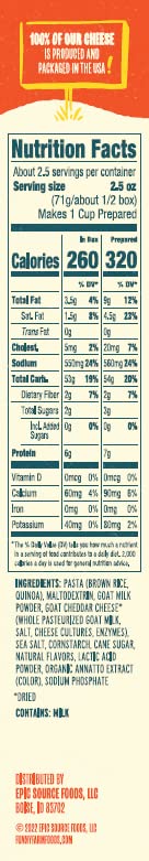 Miniatura 5 de Funny Farm Macarrones y queso sin gluten A2 con leche  Pasta de arroz integral y quinua con sabor a queso cheddar - Paquete de cena de queso de