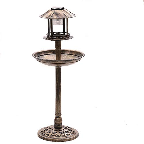 Preisvergleich Produktbild Novaliv Vogelfutterhaus Bronze Kunststoff Vogelfutterstation Vogelhaus Vogelhäuschen Vogelfutterspender Futterhaus Futterhäuschen für Wildvögel (Vogelhotel mit Solarlampe, Bronze)