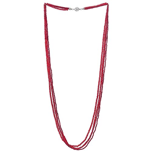 Rosso Perline Lunga Statement Dichiarazione Collana Multi Strati Catena Cristallo Perline Charm Pendente