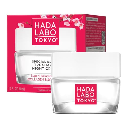 Hada Labo Tokyo - Anti-Ageing Special Repair Treatment Night Cream with Super Hyaluronic Acid, Collagen & Squalane, for Age 40+, 50 ml Jar (Pack of 1)