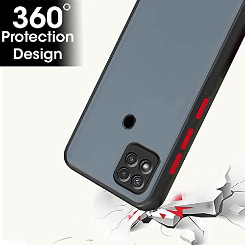 Image of TheGiftKart Translucent Smoked Matte Back Case Cover for Mi Redmi 9 / Redmi 9 Activ /Poco C31 | 360 Degree Protection Protective Hard Back (TPU & PC | Black Bumper)