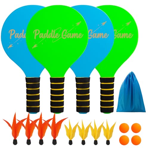 Image of EVERICH TOY Paddle Ball Set - Indoor & Outdoor Racket Game for Kids, Teens, and Adults, Badminton & Camping Games Essentials, Fun for Beach, Yard, and Lawn Play All Year Round