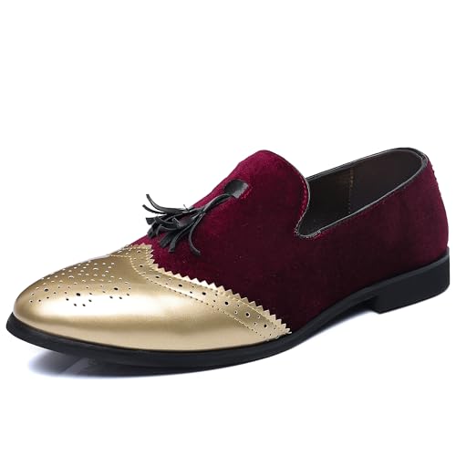 COSIDRAM Men's Casual Shoes Tassel Loafers Wingtip Brogues Comfort Slip on Walking Velvet Shoes