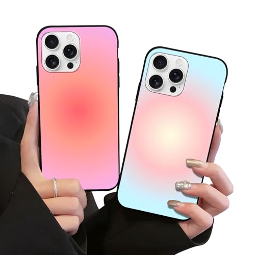 Omyzo [2 Piezas Funda para Samsung Galaxy A14 5G 6,6',Carcasa con Cartoon Aesthetic Color Degradado,Luz y Sombra,Rosa,Azul Patrón Diseño Cover,TPU Bumper Protección Case,Kawaii