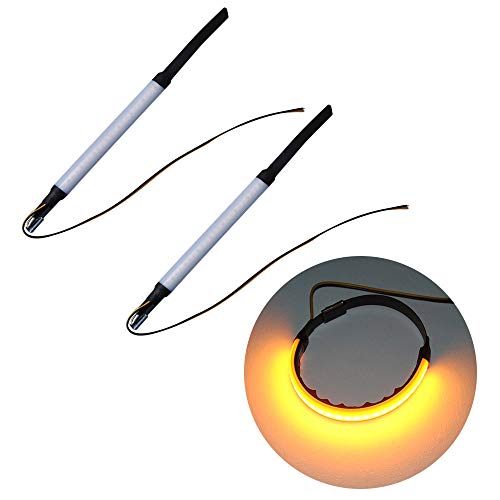 Carrfan 2pcs Moto Fourche Avant LED Bande Clignotant Clignotant Anneau de lumière Lampe de Direction Cover
