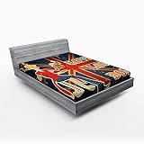 ABAKUHAUS británico Sábana Elastizada, Londres Inglés Bandera del Hombre, Suave Tela Decorativa Estampada Elástico en el Borde, 150 x 190 cm, Multicolor