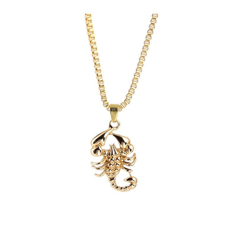 Collier Pendentif Scorpion En Acier Inoxydable Pour Homme - Chaîne 55 Cm, Couleur Doré - Style Motard, Cadeau Homme