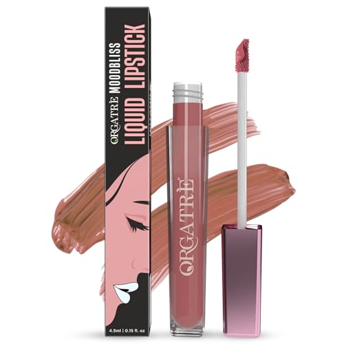 Image of Orgatre Moodbliss Liquid Lipstick | Waterproof, Long Lasting & Smudge Proof | Non-Drying, Lightweight & Highly Pigmented | Matte Finish | 4.5ml (Deep Taupe)