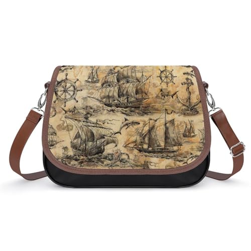 Sac messager imperméable femme motif bateau anti-pluie