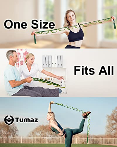 Tumaz Stretching Strap - 10 Loops & Non-Elastic Yoga Strap - Perfect Home Workout Stretch Strap for Physical Therapy, Yoga, Pilates, Flexibility