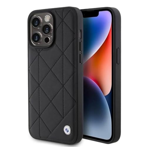 CG Mobile BMW Étui en Cuir avec Motif matelassé pour iPhone 15 Promax Noir
