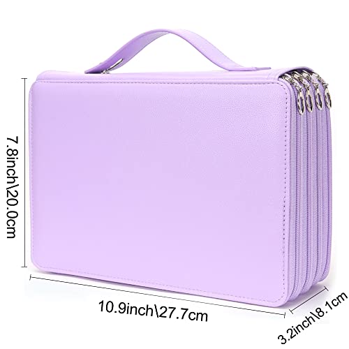 Image of Vomgomfom 200 Slots Pencil Case 4-Layer PU Leather, Handle, Purple