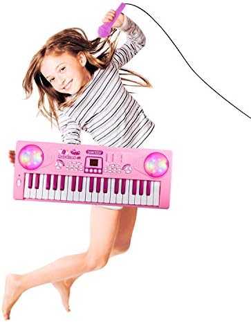 M SANMERSEN Piano Keyboard for Girls, Keyboar Piano 37 Keys Multifunction Portable Piano Electronic Keyboard Music Instrument for Kids 2-6 Year Old Girl Toys Girls Gifts Age 2-6 for Girls(Pink)