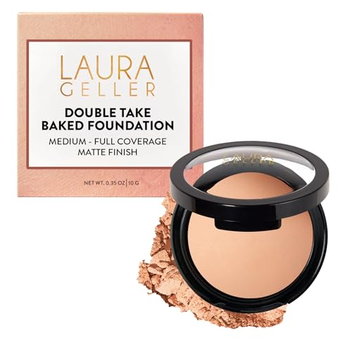 LAURA GELLER NEW YORK Baked Double Take Powder Foundation - Fair - Buildable Medium to Full Coverage - Matte Finish