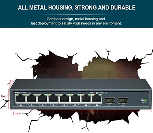 Image of 10-Port Gigabit Ethernet Fiber Switch, with 2 SFP Slots (1000M), Without Transceiver