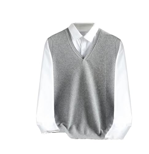 Men’s Wool Sweater Vest V-Neck Pullover Striped Sleeveless Basic Thick Knitwear Casual Waistcoat