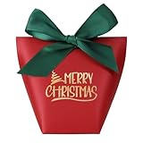 Le paquet comprend: 25pcs boîtes cadeau de noël avec lettres Merry Christmas + 25pcs rubans verts