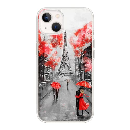 Blingy's for iPhone 14 Case, Pretty Eiffel Tower Style Cute Paris Scenic Landscape Painting Art Design Soft TPU Protective Case 6.1 inch (Pretty Paris)