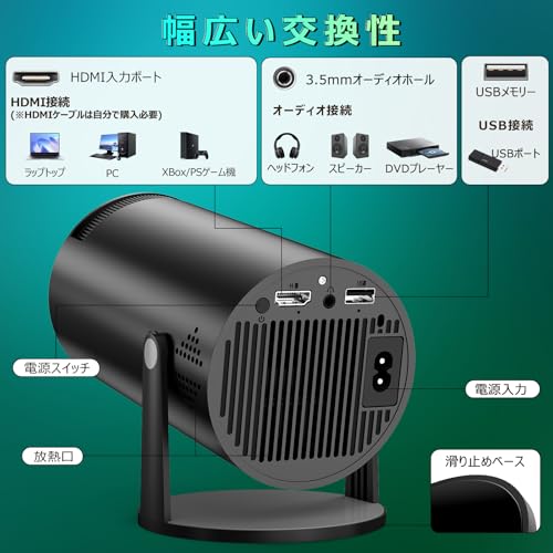 undefined PliPla プロジェクター 家庭用【270°回転・18000LM・4K対応・Android TV搭載 最新登場! PSE認証済み】 プロジェクター 小型 高輝度 リアル1080P 天井投影 Wi-Fi6瞬間接続 Bluetooth5.4 HiFiスピーカー内蔵 自動台形補正 短距離投影 大画面 スタンド一体型 軽量 スマホ/パソコン/PS機など接続可 日本語取扱説明書 (ブラック) の商品画像 6