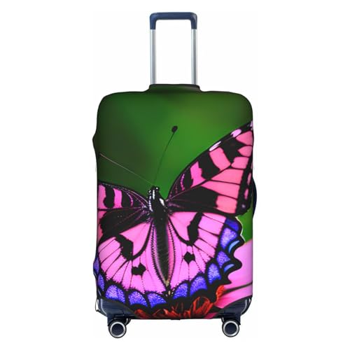 Pink Flower Purple Butterfly Tsa Approved Luggage Cover For 18-32 Inch Suitcases Scratch-Resistant Stretch Luggage Cover