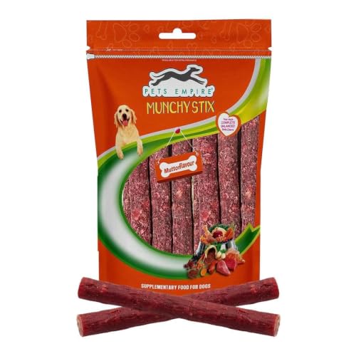 Image of PETS EMPIRE Munchy Stix Dog Treats, Chicken | Mutton Flavour Chew Sticks | Healthy Reward Treats for Dogs | High Protein Daily Chews (500 G, Mutton, Pack of 1)