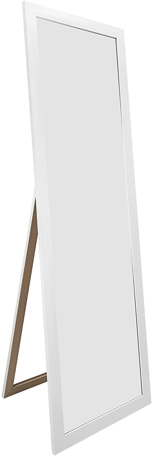 DECORHILLS Stand Mirror Outer size (48 * 148) Full Length Mirror Standing Hanging or Leaning Against Wall, Large Rectangle Bedroom Mirror Floor Mirror Dressing Mirror, PVC Thin Frame (White)
