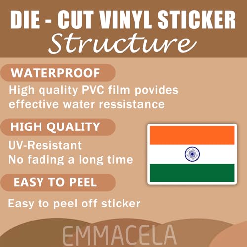 Image of (3PCS) India Flag stickers, Countries Flag Stickers - Waterproof Vinyl Decals For Laptops, Tumblers, Water Bottles, Books, Scrapbooks, Size 3 x 2 Inch