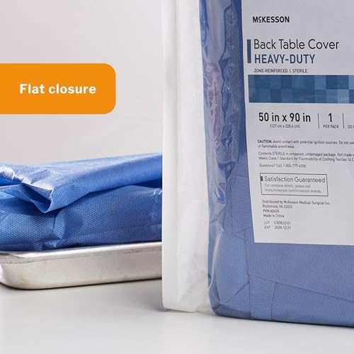 McKesson Exam Table Drape Sheet, Tear-Resistant Heavy Duty Zone Reinforced Table Cover - Sterile, Blue 50 in x 90 in, 20 Count