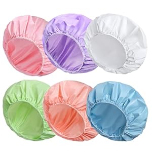 6 PCS Shower Caps for Women, Double Side Waterproof Shower Cap, Reusable Elastic Bath Caps for Shower, EVA Bathing Shower Caps, Bath Hair Caps – Candy Color