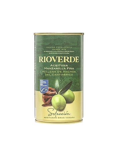 Rioverde Aceitunas Manzanilla Rellenas de Anchoa del Cantábrico, 370ml