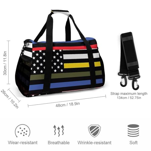 Dispatch Police Military Fire Flag Personal Item Bag Travel Duffel Bag Sports Tote Gym Bag Luggage Duffle for Women Men2