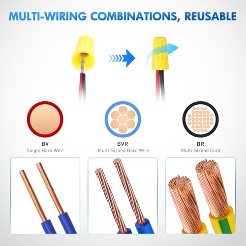 Image of Nilight 120PCS Yellow Wire Connectors Kit 16-14 AWG Electric Wire Caps Insulating Insert Twist Electrical Wire Terminal with Spring for Connect Electrical Wiring Automotive Car Truck Boats Marine