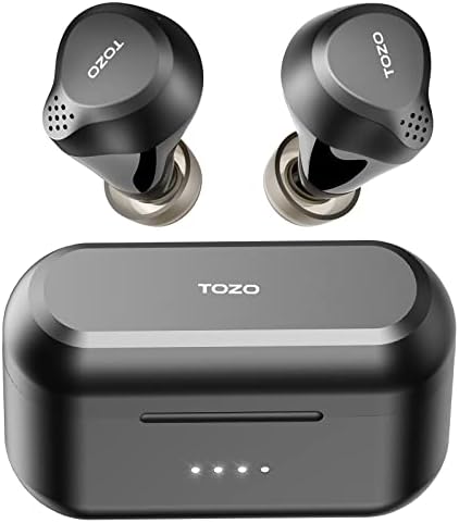 TOZO NC7 Hybrid Active Noise Cancelling Wireless Earbuds in-Ear Detection Headphones IPX6 Waterproof Bluetooth 5.0 Stereo Earphones, Immersive Sound Premium Deep Bass Headset Black