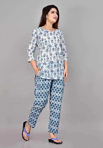 Image of Kuruti B Sheets Women's Printed Night Suit Set | Soft & Breathable Top and Pyjama Set for Women | Stylish Relaxed Fit Sleepwear for Everyday Comfort | Perfect Lounge Wear for Home & Travel