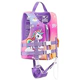 MoKo Swimming Vest for Kids 46-77 lbs, Clearance Children Swim Vests Water Activity Equipment Cute Pattern Watersports Swimming Device for Toddlers Boys Girls, L Size, Lilac Unicorn