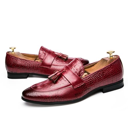 Men's Slip On Crocodile Pattern Faux Leather and Tassel Loafers Comfortable Classic Dress Shoes for Business Office Casual Daily Commuting Walking Dating Weddings Party Lightweight Sole3