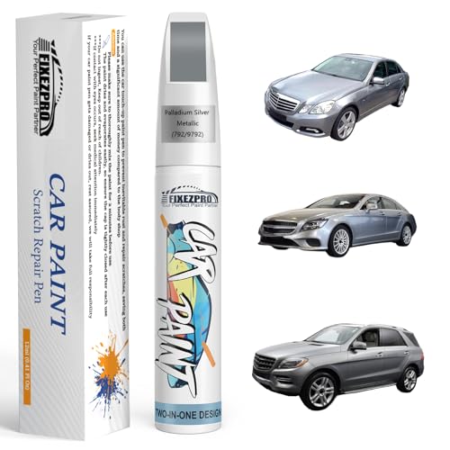 Image of 792 /9792 Palladium Silver Metallic Car Touch Up Paint for Mercedes-Benz, Color Match Auto Paint Repair Pen,Professional Car Scratch Repair Remover Pen Quick & Easy to Use