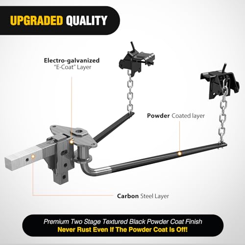 Image of Nilight 1200 lbs Round Bar Weight Distributing Hitches Kit with Interchangeable Spring Bars and Sway Control, 2-in Solid Steel Shank, 2-5 /16 in Alloy Steel Ball