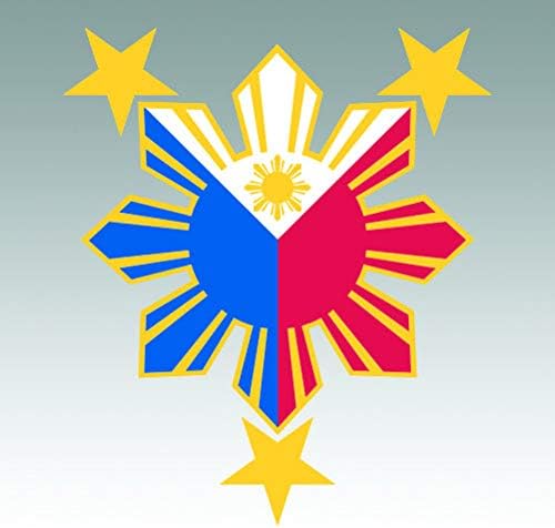 Filipino Pride Star Sun - Color Sticker - Decal - Die Cut - Size: 4.00" x 6.47"