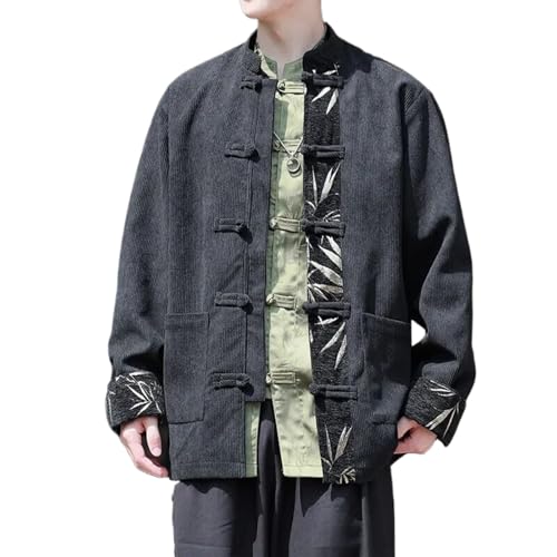 Spring Traditional Dress Corduroy Jackets Men Tang Suit Casual Coats Mens Embroidery Jacket