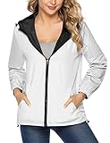 ☔Diseño multifuncional: chaqueta corta impermeable con diseño de color liso, cordón y capucha, cremallera frontal, puños y dobladillo elásticos, dos bolsillos laterales.