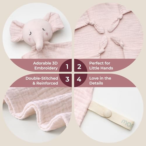 Image of Momcozy Loveys for Babies with Cotton - Soft Security Blanket for Boy or Girl for Self-Soothing On-The-Go-Portable & Anti-Drop Design - Newborn Gift，Must Have（Light Pink 14 inch）