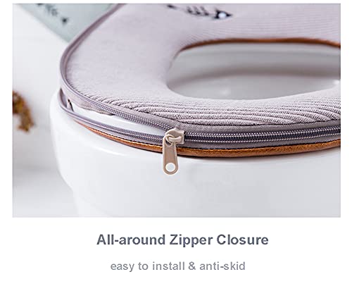 iEasey 2 STK Wärmer WC-Sitzbezug Universal Reißverschluß WC-Sitz-Pad WC-Sitz Kissen, Verdickte Toiletten Sitzbezug Waschbar WC-Sitzbezüge mit Aufhängeschlaufe Toiletten Sitz Abdeckung – Bild 6