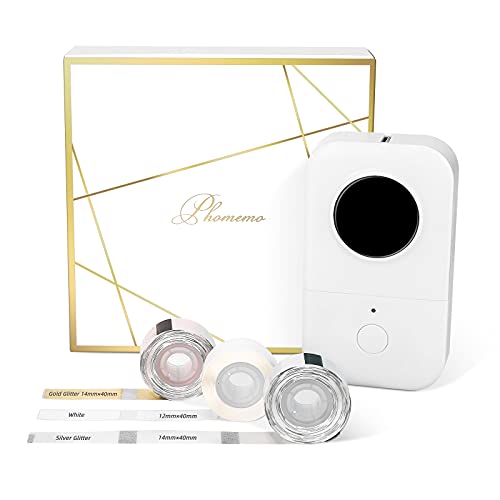 Label Maker Memoqueen D30 Label Printer-with 3 Roll Adhesive Labels,Bluetooth Label Maker Machine with Tape Small Portable Sticker Maker Compatible with Phomemo D30 iOS&Android for Home Office,White