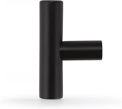 Miniatura 7 de Probrico Paquete de 15 pomos negros planos de un solo agujero para gabinete, tiradores de cajón de 2 pulgadas, tiradores de barra en T, perillas