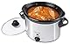 Bestron Slowcooker für 4 Personen, Schongarer mit Keramikpfanne & Glasdeckel, 3 Stufen-Thermostat, ideal für viele Gerichte wie Fleisch, Suppen & Gemüse, 3.5 Liter, Farbe: Silber